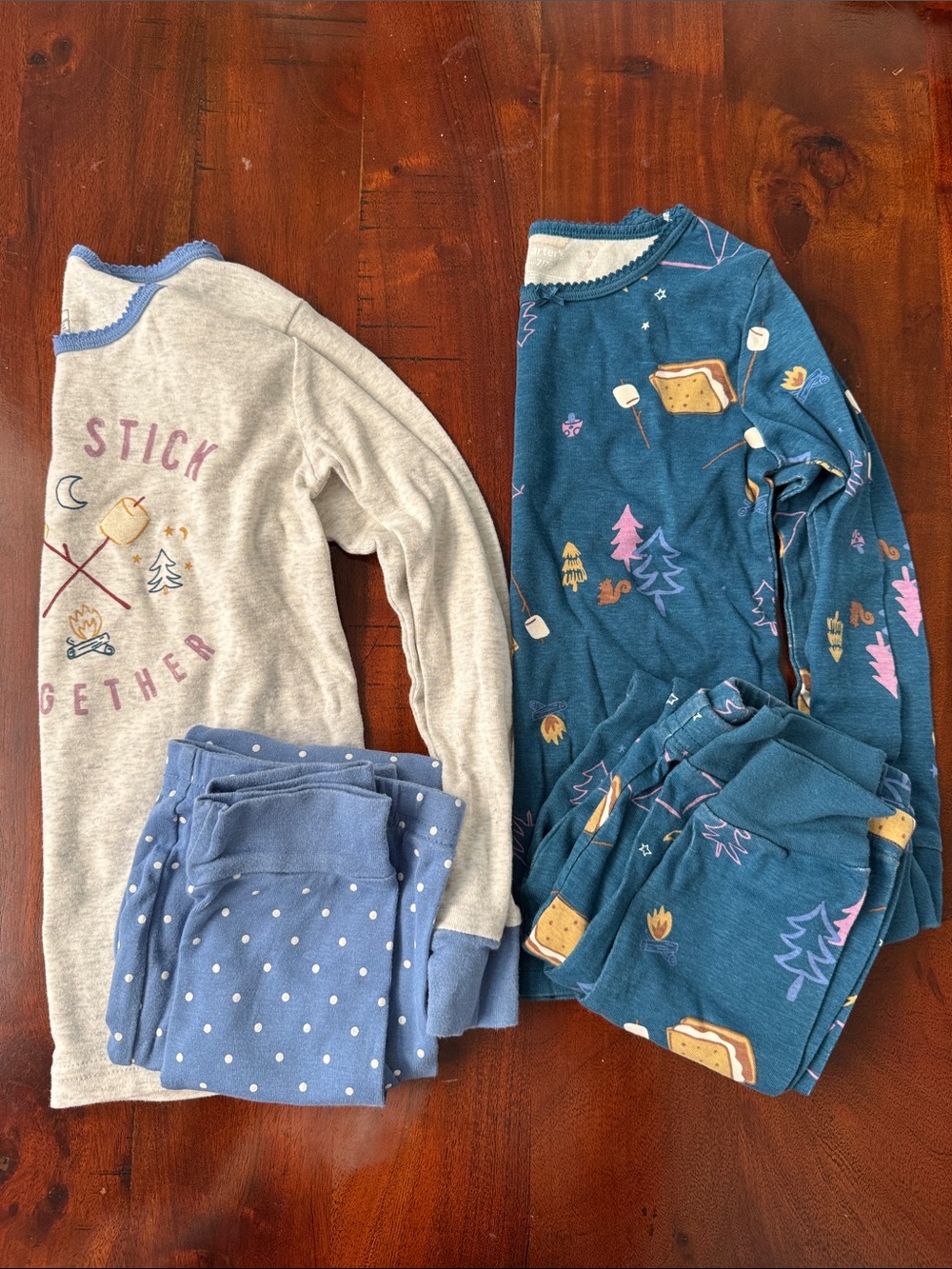 Carter's Teal and Light Gray Girls' Two-Piece Pajama Sets - Camp & Stars